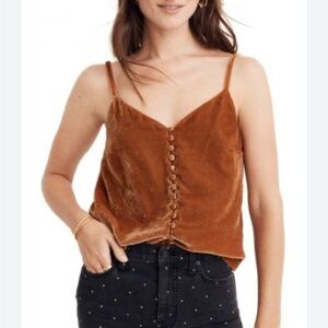 Madewell Velvet Button Front Top